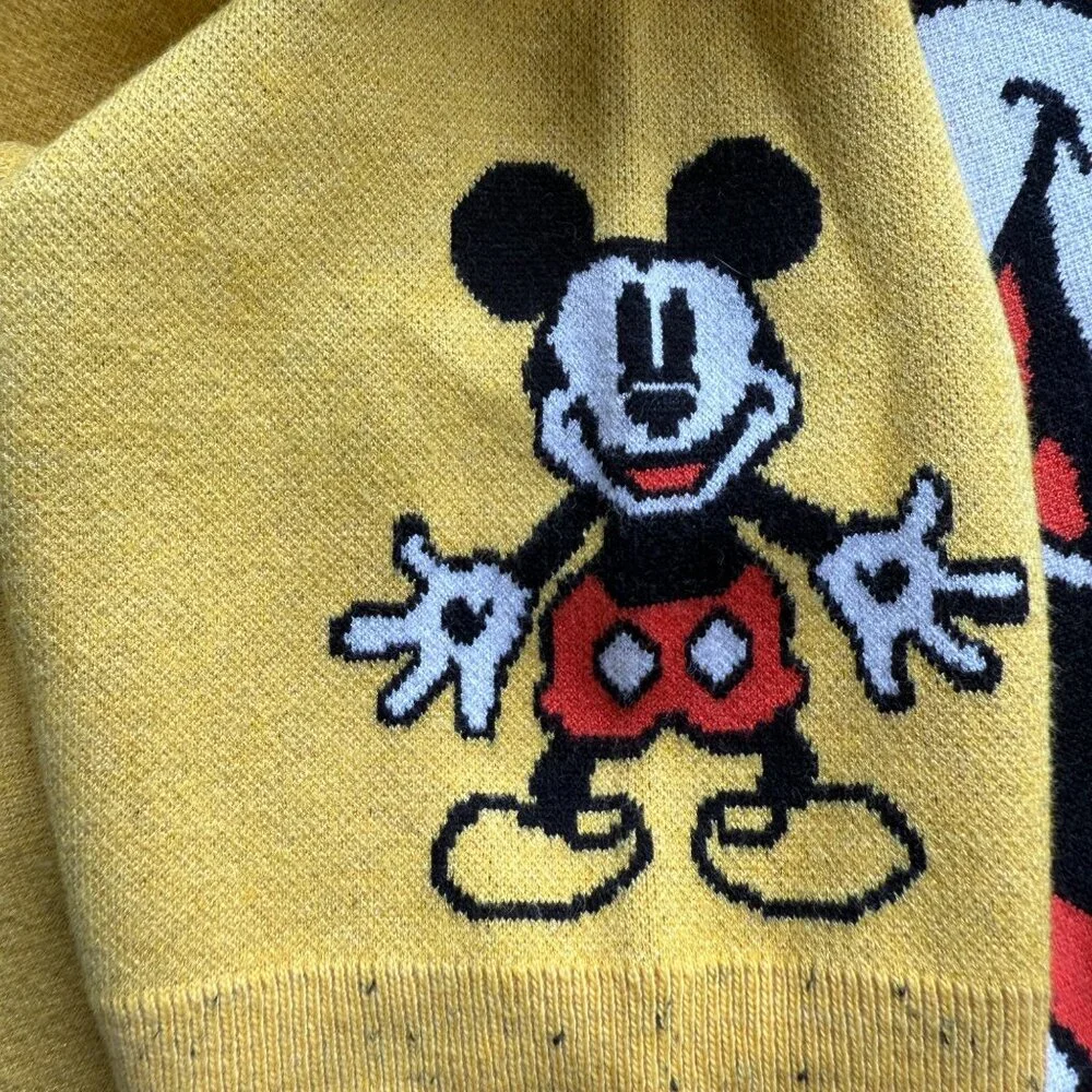 Disney Mickey Mouse Graphic Knit Yellow Pullover Sweater Size 3X Oversized